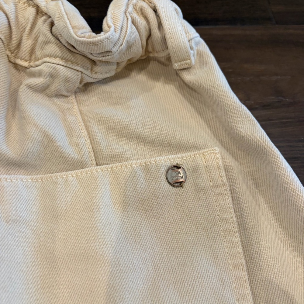 Zara Paperbag Waist Shorts Beige Khaki Size 2 - Picture 7 of 7